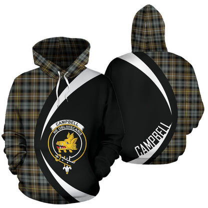 Printivon Campbell Argyll Weathered Tartan Crest Hoodie Circle Style