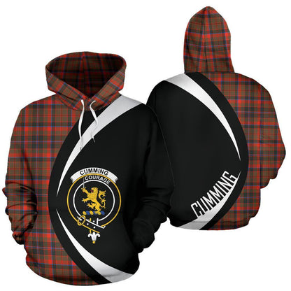 Printivon Cumming Hunting Weathered Tartan Crest Hoodie Circle Style