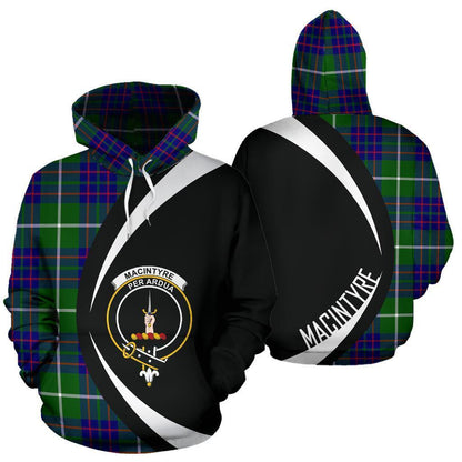 Printivon Macintyre Hunting Modern Tartan Crest Hoodie Circle Style