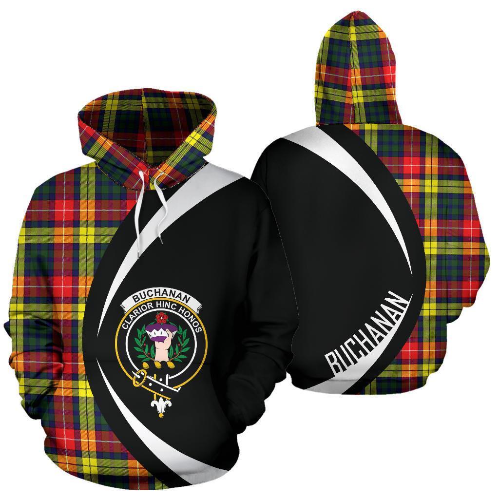 Printivon Buchanan Modern Tartan Crest Hoodie Circle Style