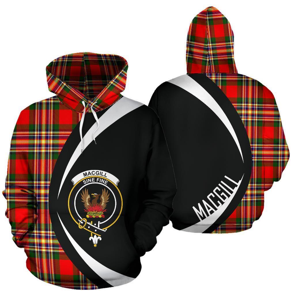 Printivon Macgill Modern Tartan Crest Hoodie Circle Style