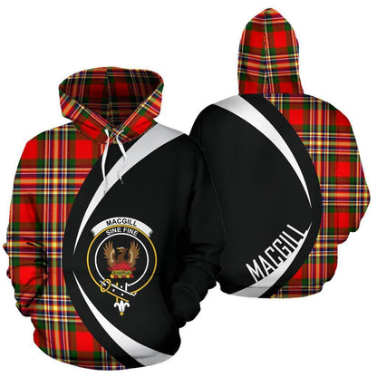 Printivon Macgill Modern Tartan Crest Hoodie Circle Style