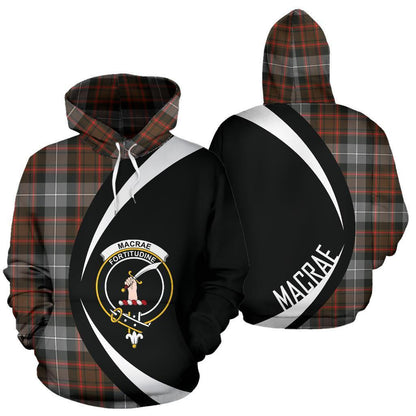 Printivon Macrae Hunting Weathered Tartan Crest Hoodie Circle Style