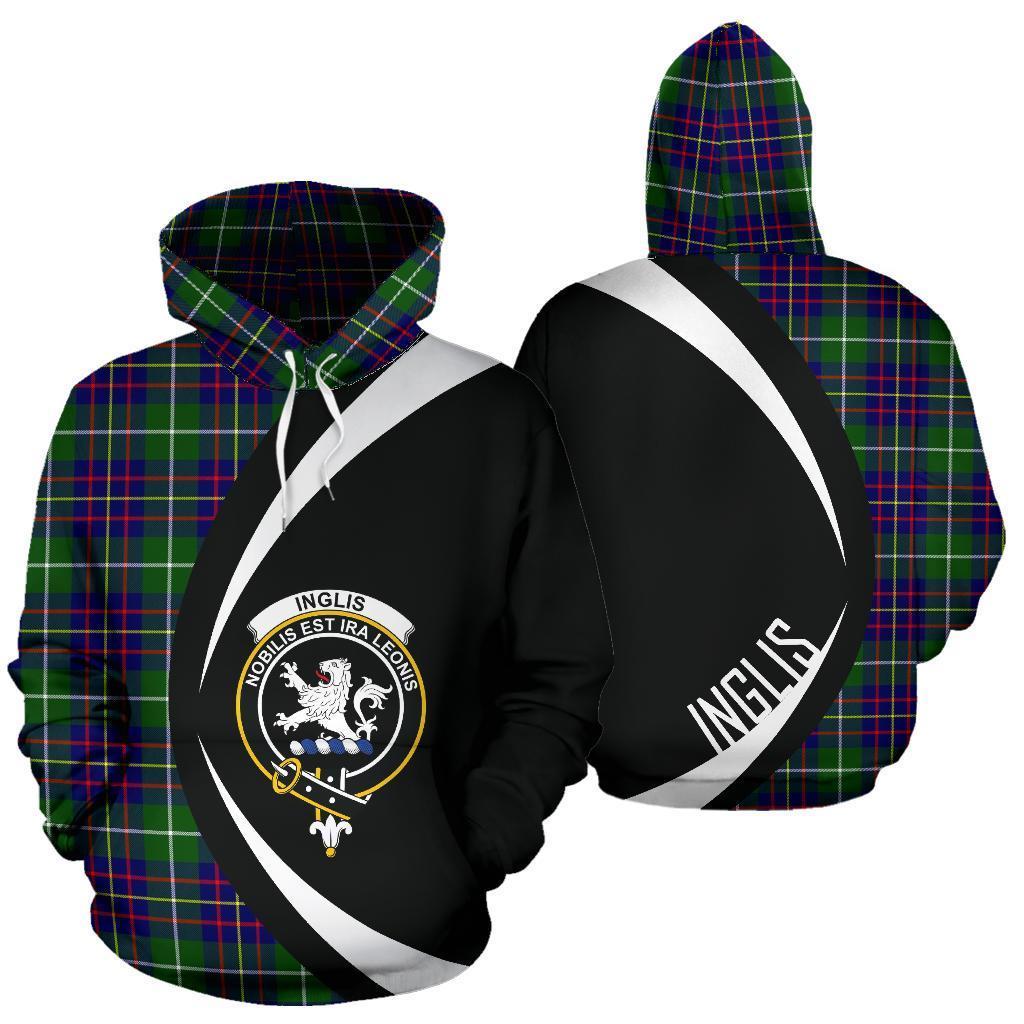 Printivon Inglis Modern Tartan Crest Hoodie Circle Style