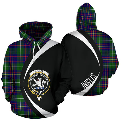 Printivon Inglis Modern Tartan Crest Hoodie Circle Style