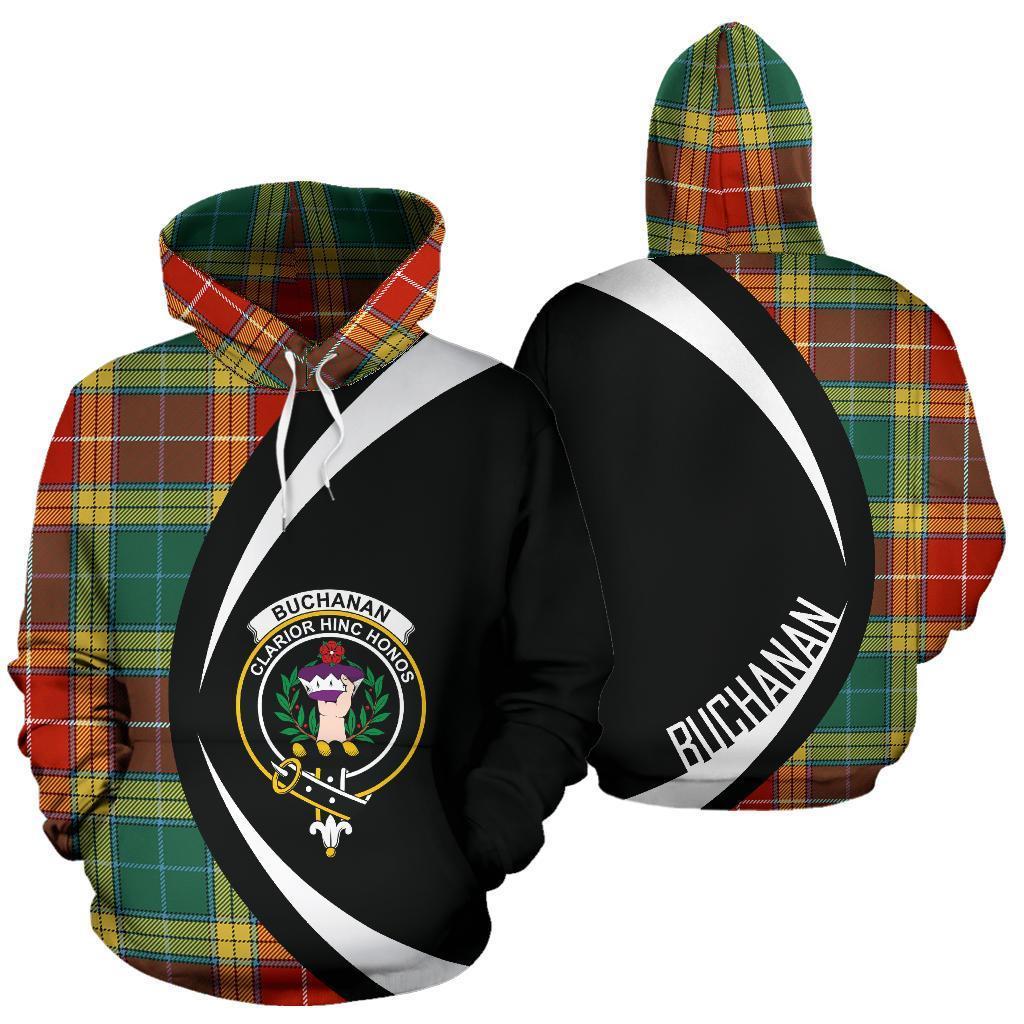 Printivon Buchanan Old Sett Tartan Crest Hoodie Circle Style