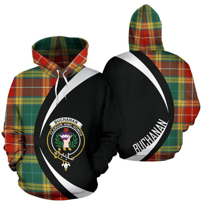 Printivon Buchanan Old Sett Tartan Crest Hoodie Circle Style