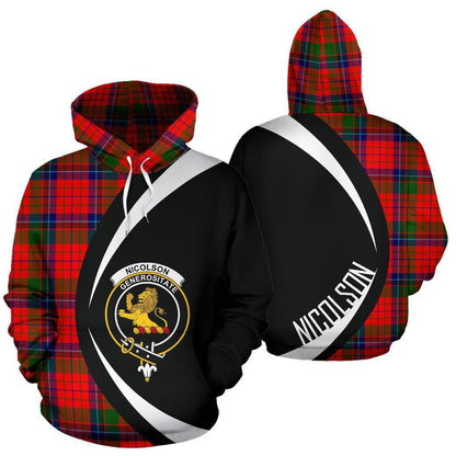 Printivon Nicolson Modern Tartan Crest Hoodie Circle Style