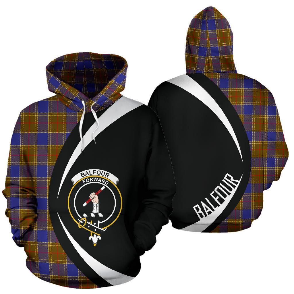 Printivon Balfour Modern Tartan Crest Hoodie Circle Style