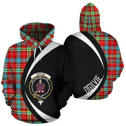 Printivon Ogilvie Tartan Crest Hoodie Circle Style