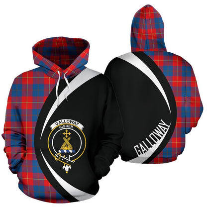 Printivon Galloway Red Tartan Crest Hoodie Circle Style