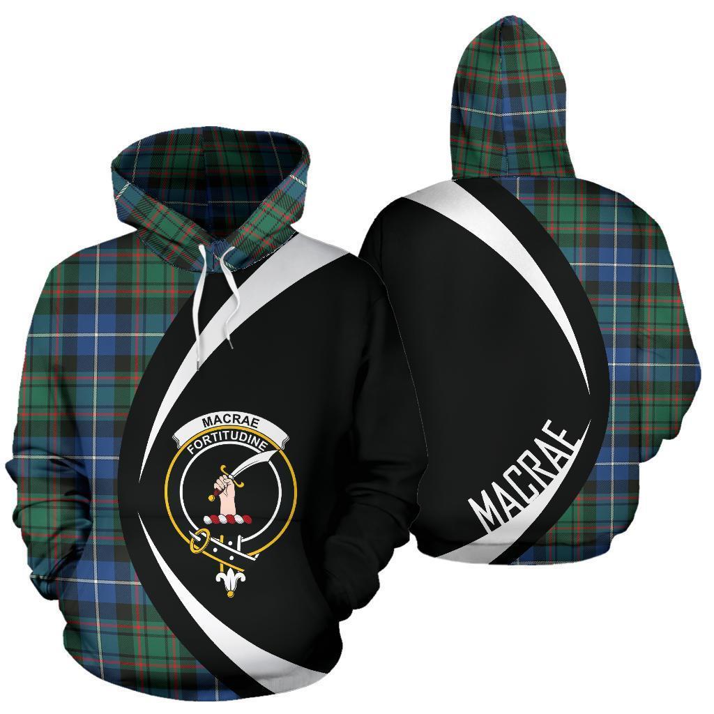 Printivon Macrae Hunting Ancient Tartan Crest Hoodie Circle Style