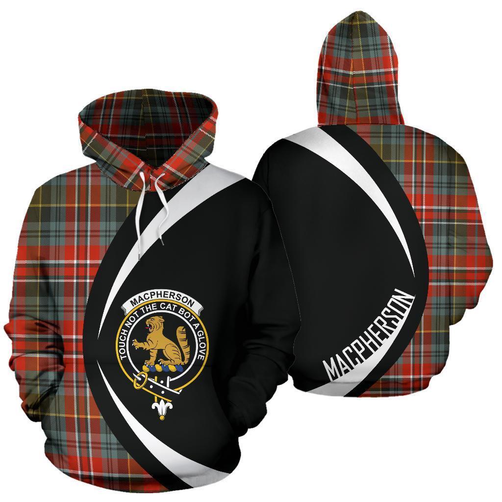 Printivon Macpherson Weathered Tartan Crest Hoodie Circle Style