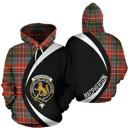 Printivon Macpherson Weathered Tartan Crest Hoodie Circle Style
