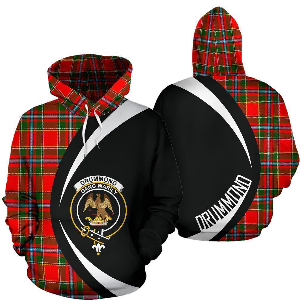 Printivon Drummond Of Perth Tartan Crest Hoodie Circle Style