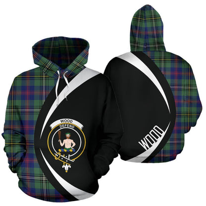 Printivon Wood Modern Tartan Crest Hoodie Circle Style