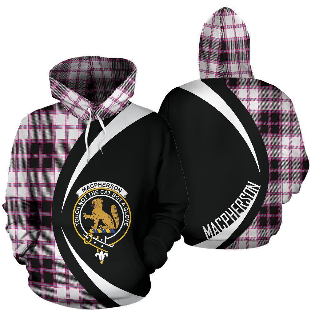 Printivon Macpherson Hunting Modern Tartan Crest Hoodie Circle Style