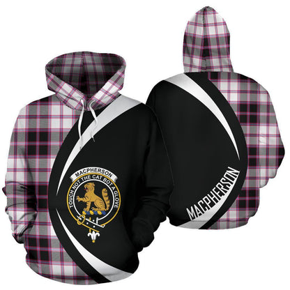 Printivon Macpherson Hunting Modern Tartan Crest Hoodie Circle Style