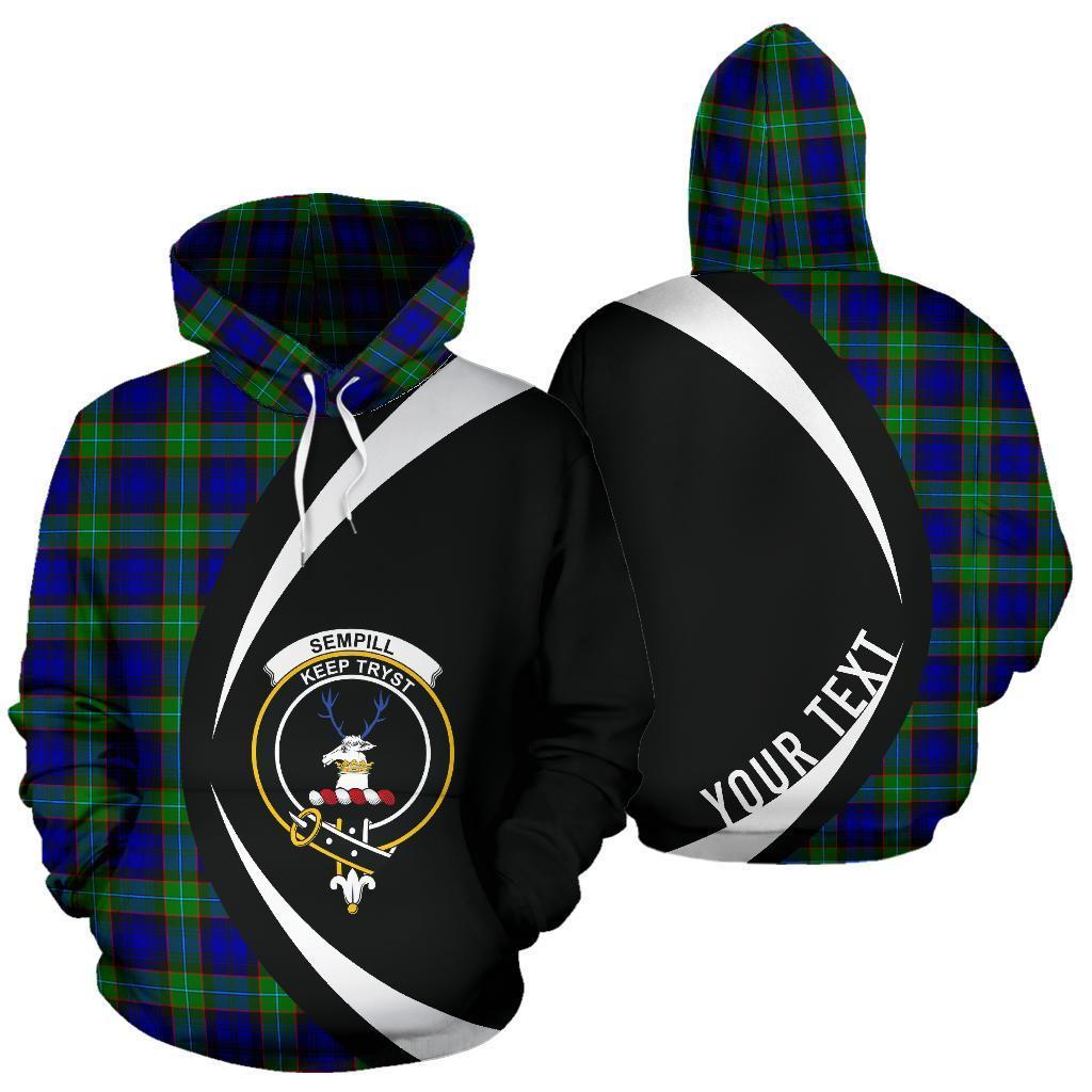 Printivon Sempill Modern Tartan Crest Hoodie Circle Style