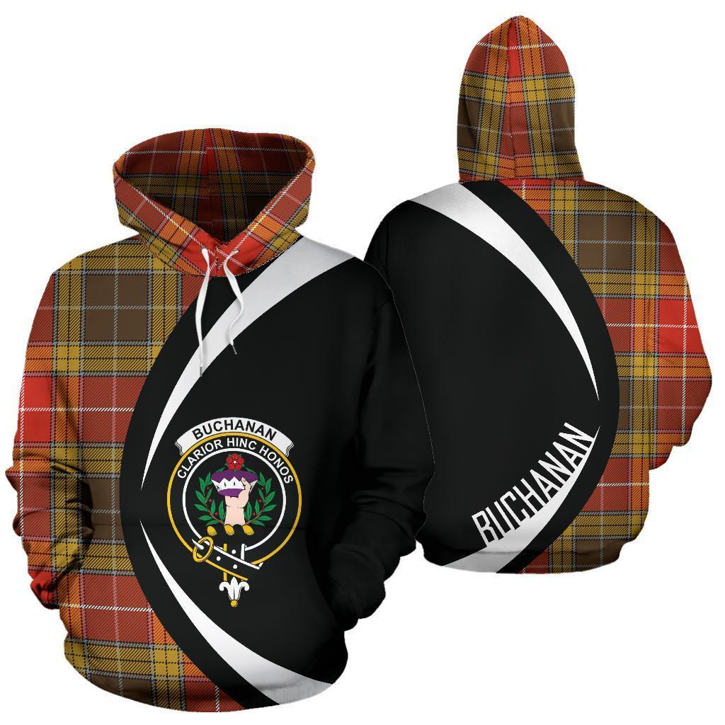 Printivon Buchanan Old Set Weathered Tartan Crest Hoodie Circle Style