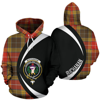 Printivon Buchanan Old Set Weathered Tartan Crest Hoodie Circle Style