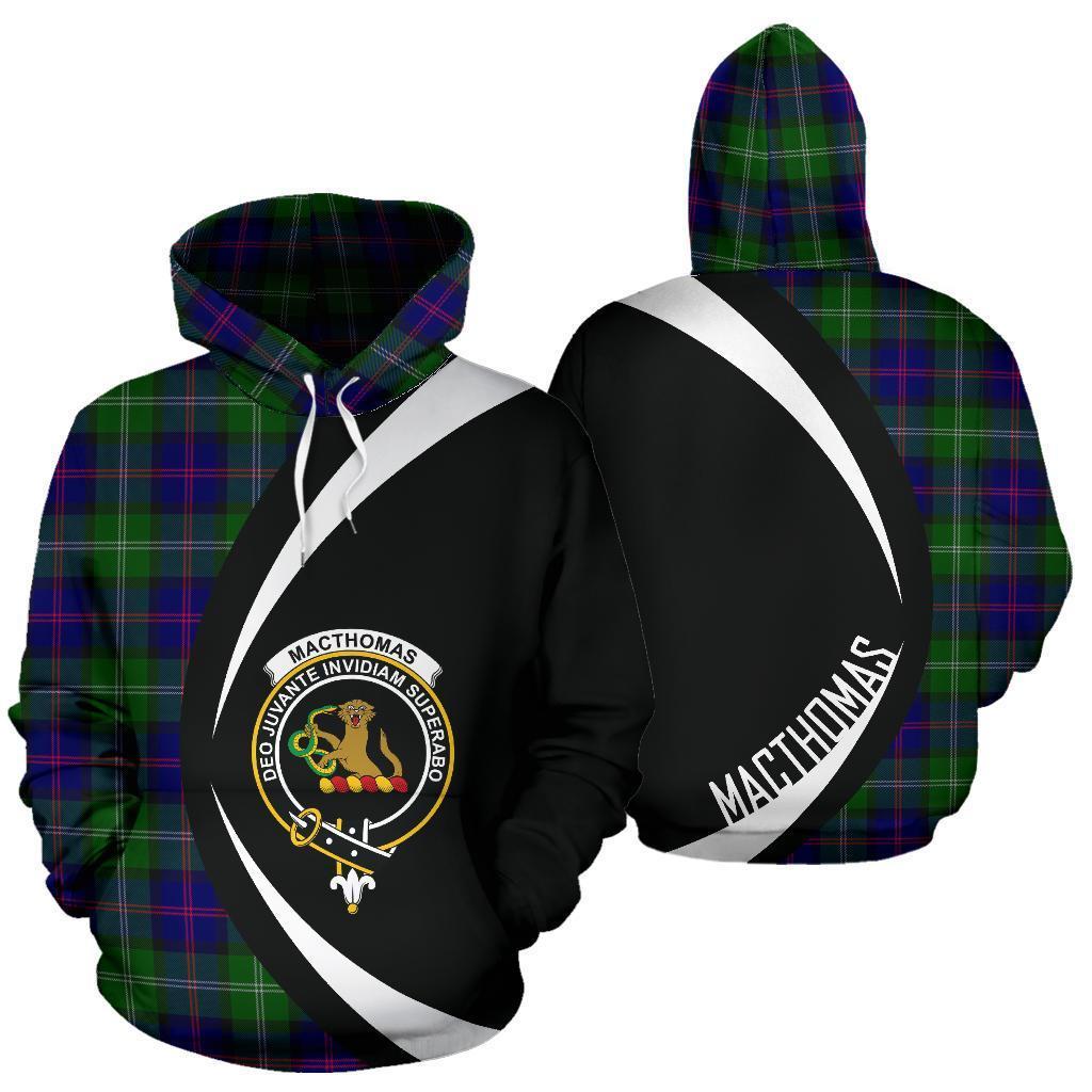 Printivon Macthomas Modern Tartan Crest Hoodie Circle Style