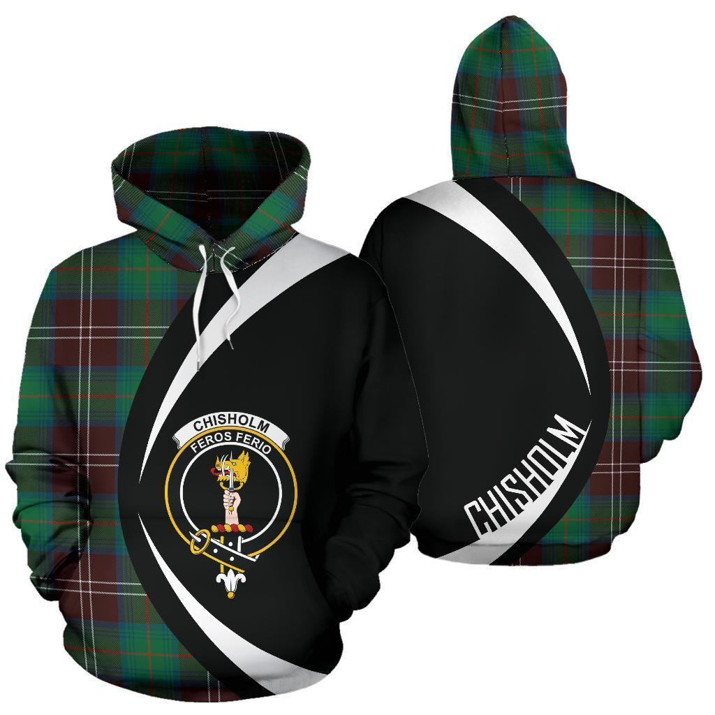 Printivon Chisholm Hunting Ancient Tartan Crest Hoodie Circle Style