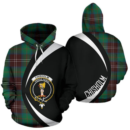 Printivon Chisholm Hunting Ancient Tartan Crest Hoodie Circle Style