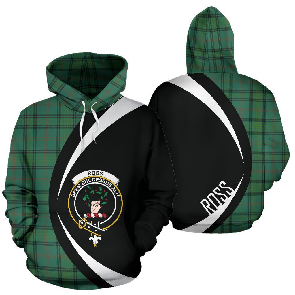 Printivon Ross Hunting Ancient Tartan Crest Hoodie Circle Style