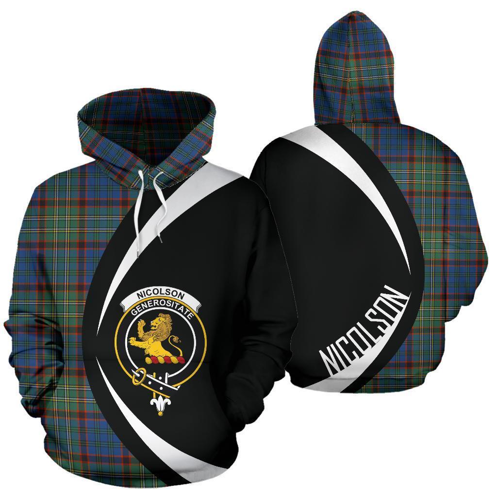 Printivon Nicolson Hunting Ancient Tartan Crest Hoodie Circle Style