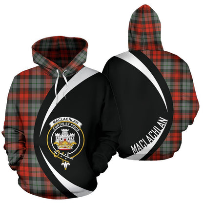 Printivon Maclachlan Weathered Tartan Crest Hoodie Circle Style