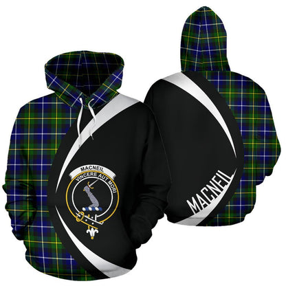 Printivon Macneill Of Barra Modern Tartan Crest Hoodie Circle Style
