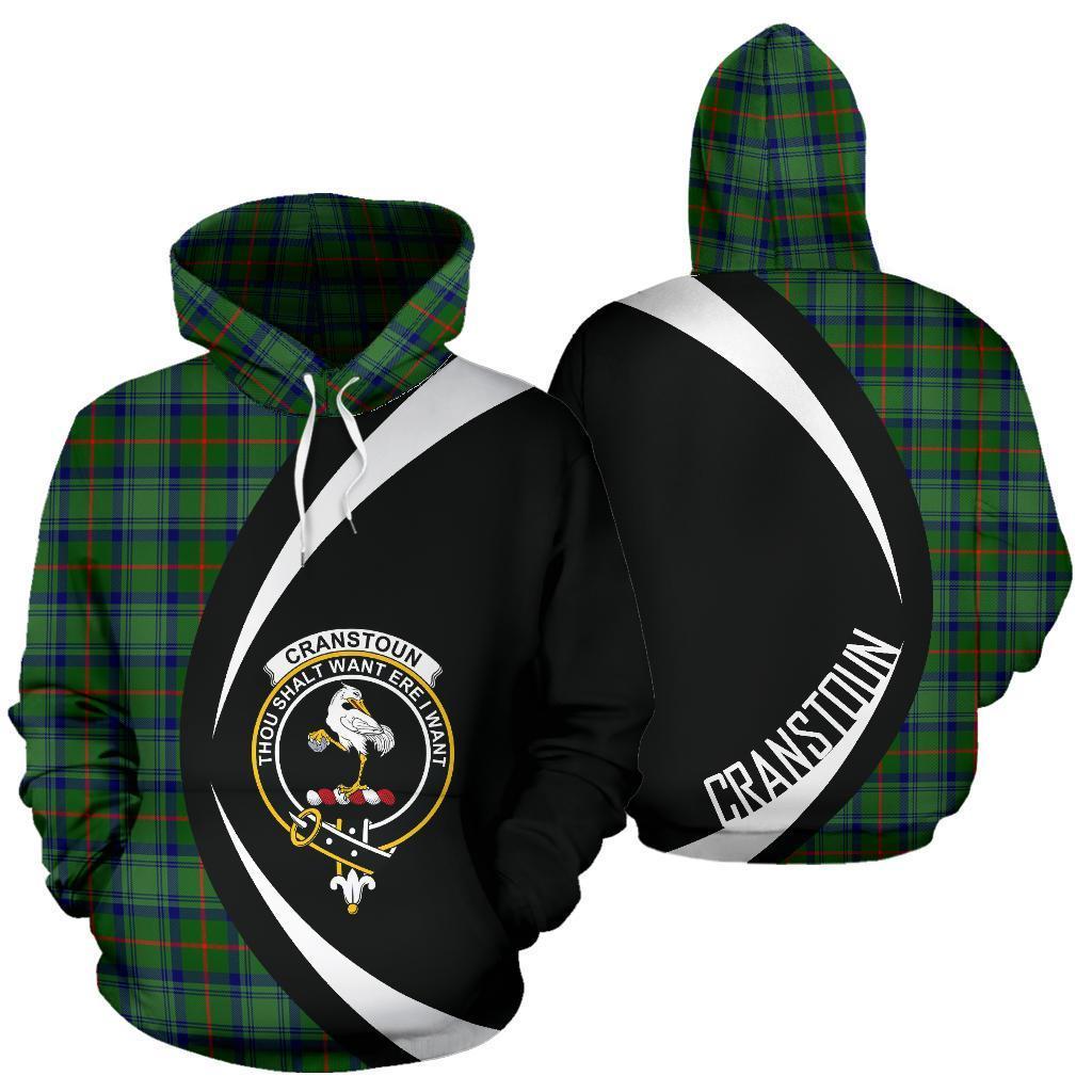 Printivon Cranstoun Tartan Crest Hoodie Circle Style