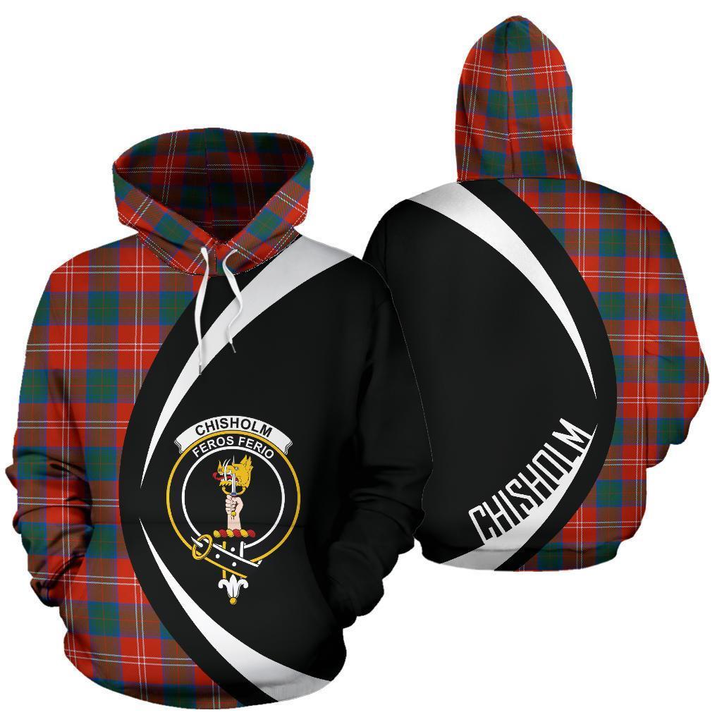 Printivon Chisholm Ancient Tartan Crest Hoodie Circle Style