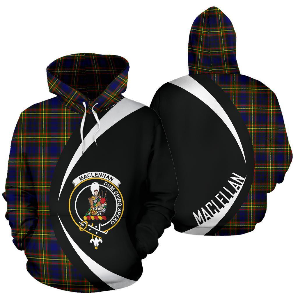 Printivon Maclellan Modern Tartan Crest Hoodie Circle Style
