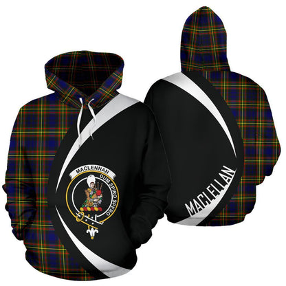 Printivon Maclellan Modern Tartan Crest Hoodie Circle Style