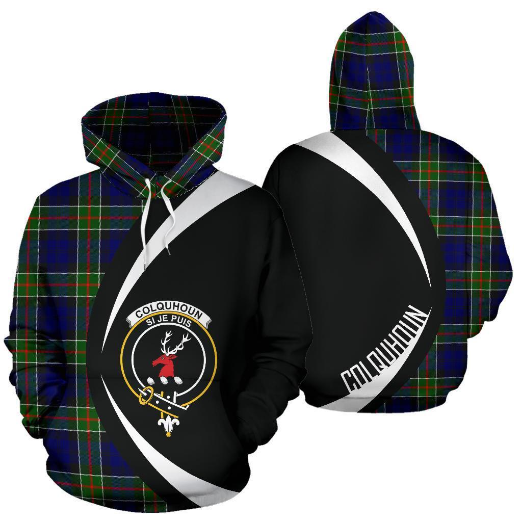 Printivon Colquhoun Modern Tartan Crest Hoodie Circle Style