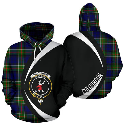 Printivon Colquhoun Modern Tartan Crest Hoodie Circle Style