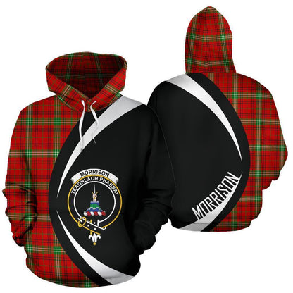 Printivon Morrison Red Modern Tartan Crest Hoodie Circle Style