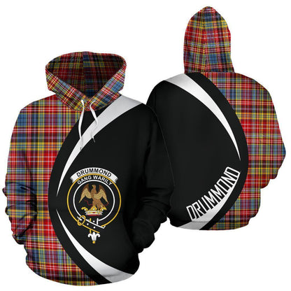 Printivon Drummond Of Strathallan Tartan Crest Hoodie Circle Style