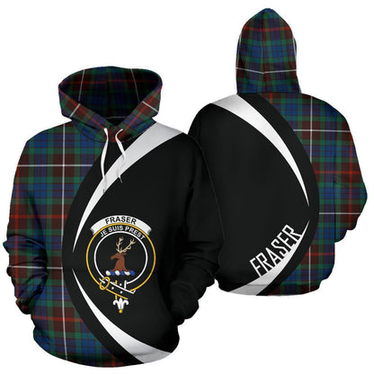 Printivon Fraser Hunting Ancient Tartan Crest Hoodie Circle Style