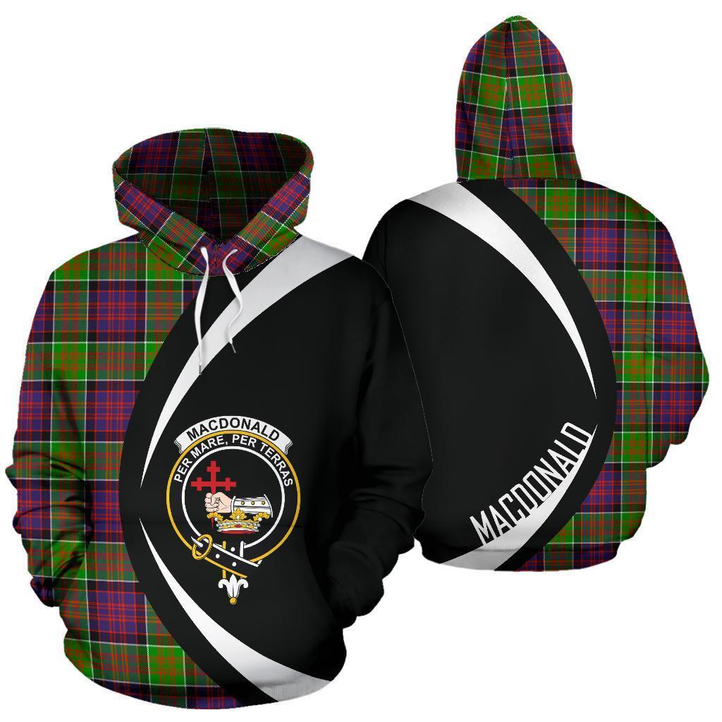 Printivon Macdonald Of Clanranald Tartan Crest Hoodie Circle Style