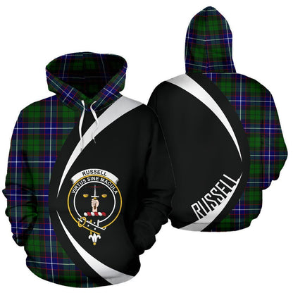 Printivon Russell Modern Tartan Crest Hoodie Circle Style