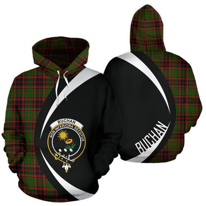Printivon Buchan Modern Tartan Crest Hoodie Circle Style