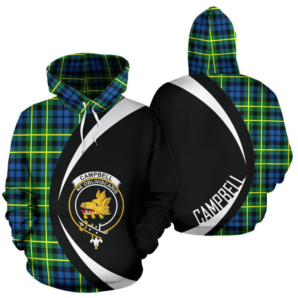 Printivon Campbell Of Breadalbane Ancient Tartan Crest Hoodie Circle Style