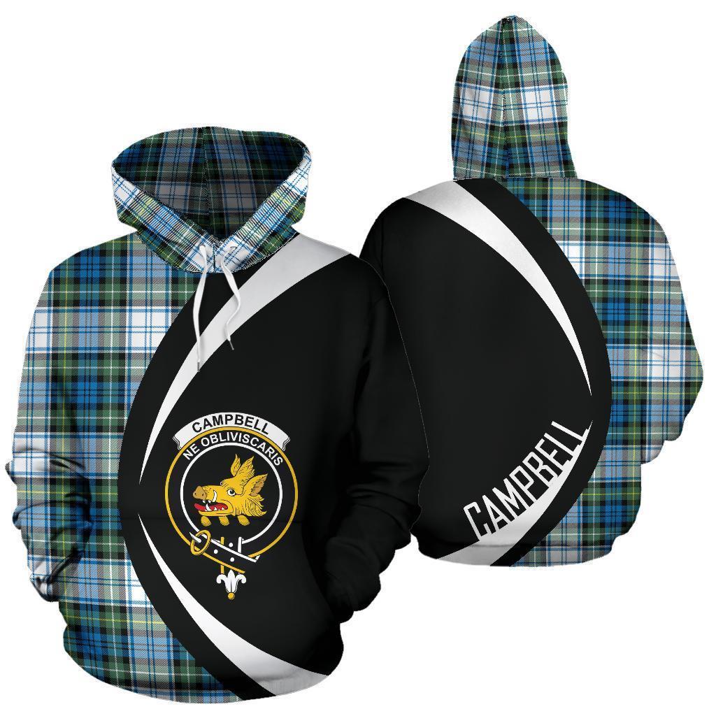 Printivon Campbell Faded Tartan Crest Hoodie Circle Style