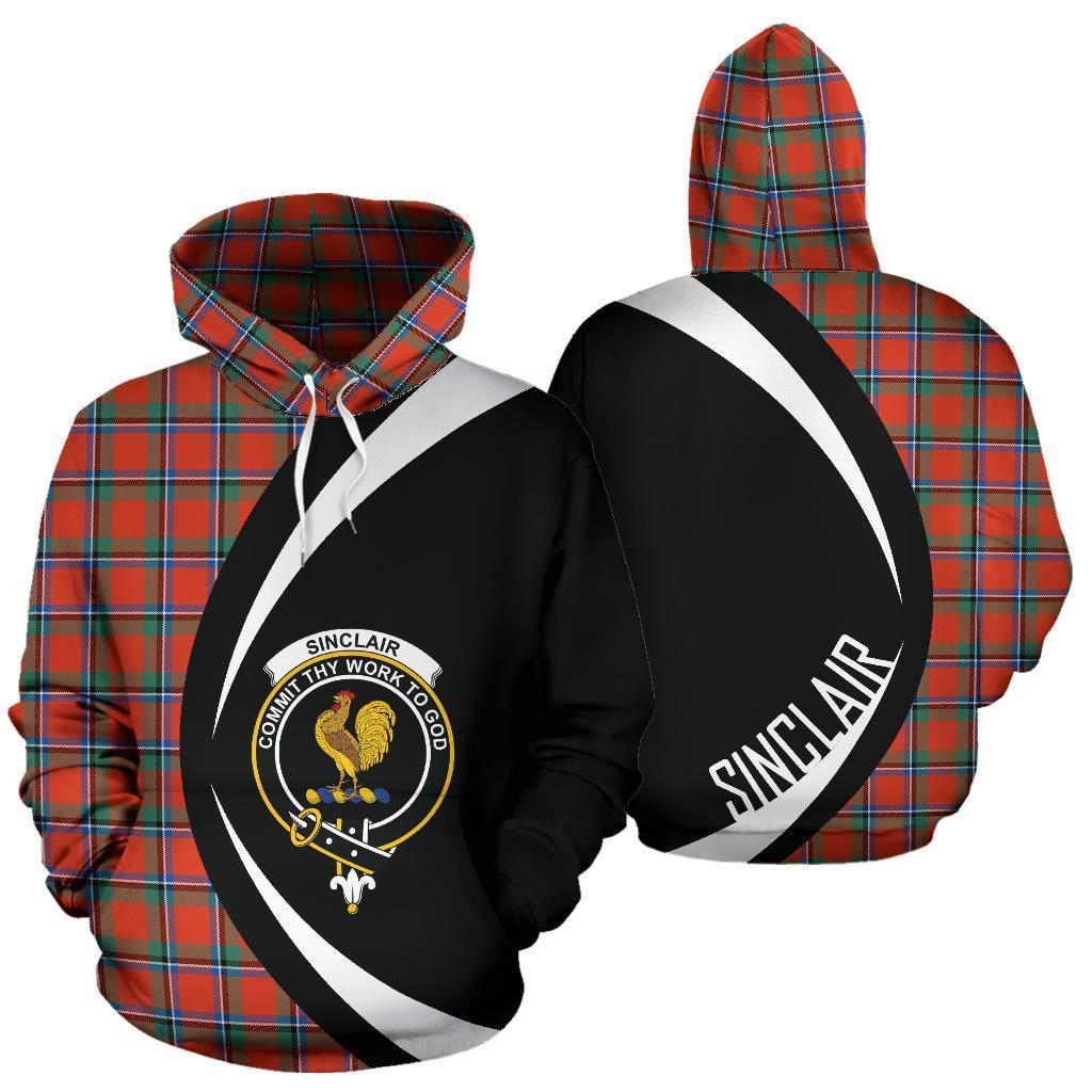 Printivon Sinclair Ancient Tartan Crest Hoodie Circle Style