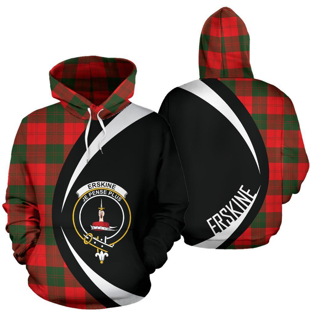 Printivon Erskine Modern Tartan Crest Hoodie Circle Style