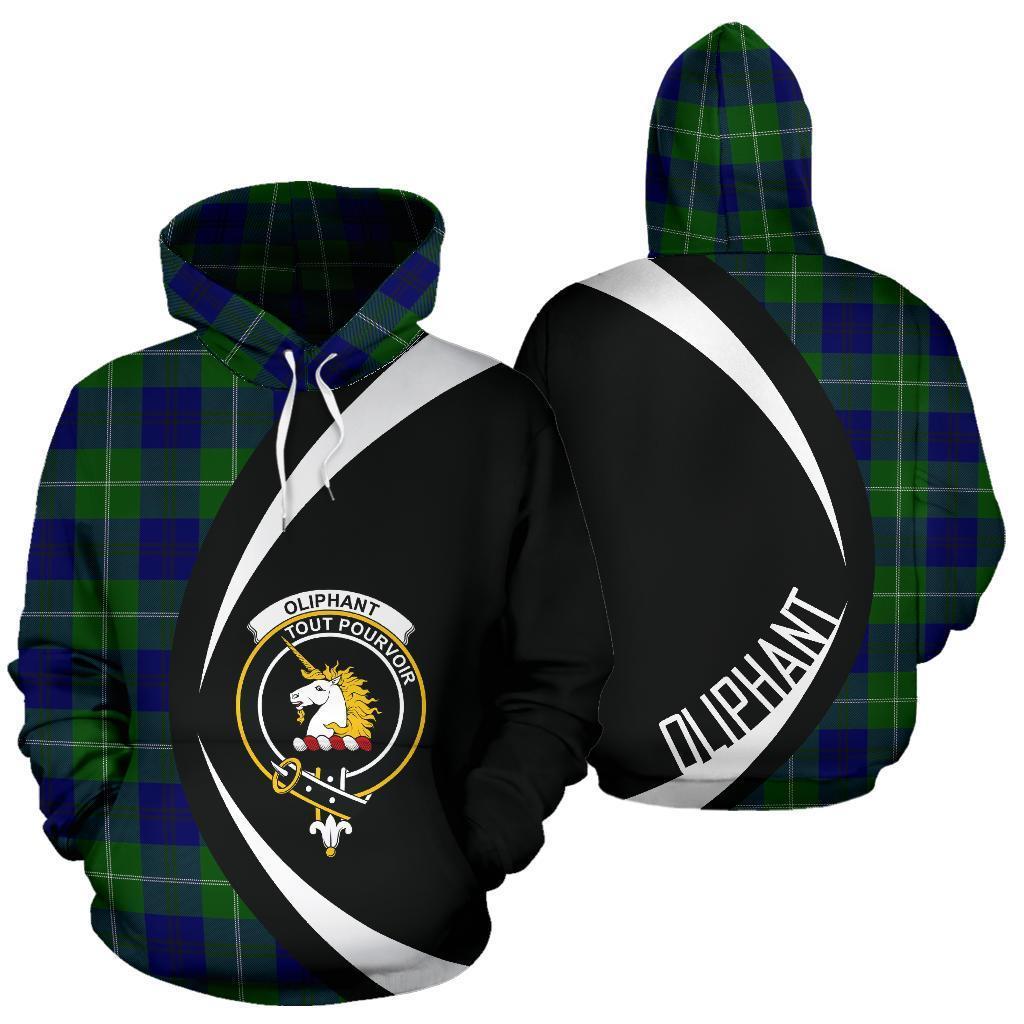 Printivon Oliphant Modern Tartan Crest Hoodie Circle Style