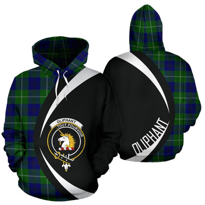 Printivon Oliphant Modern Tartan Crest Hoodie Circle Style